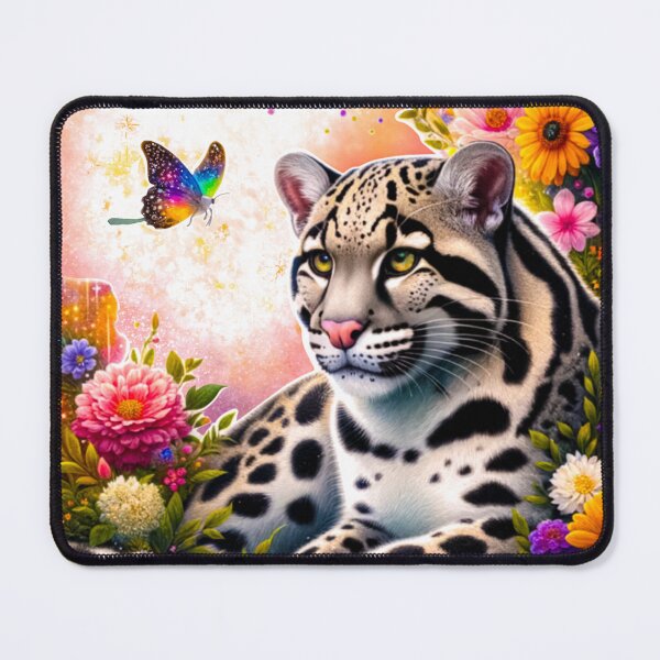 Item preview, Sunda Clouded Leopard in magical floral frame designed and sold by CritterManiaUK.