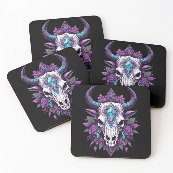 Item preview, Bull Skull Spiritual Mandala Feathers Design designed and sold by LuminOrb.