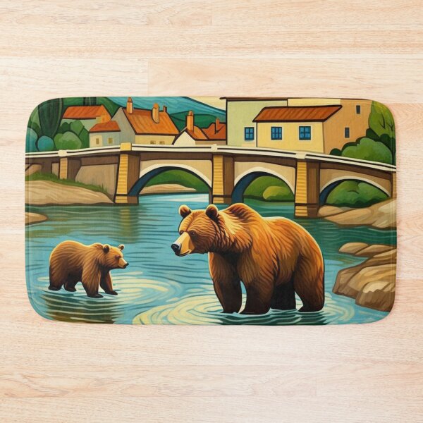 Item preview, Cute Grizzly Bear Family Playing at River Zoo Pals designed and sold by sportsimpact.