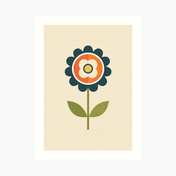 Retro Daisy - Orange and Cream Art Print