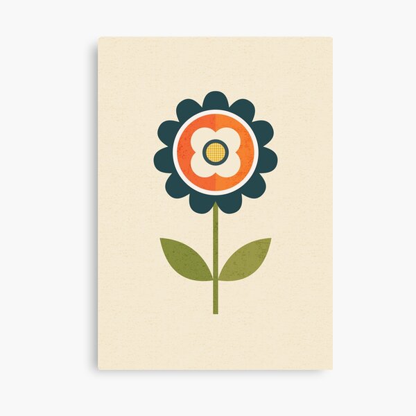 Retro Daisy - Orange and Cream Canvas Print