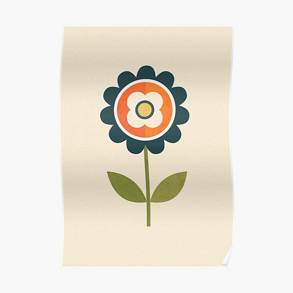 Retro Daisy - Orange and Cream Poster