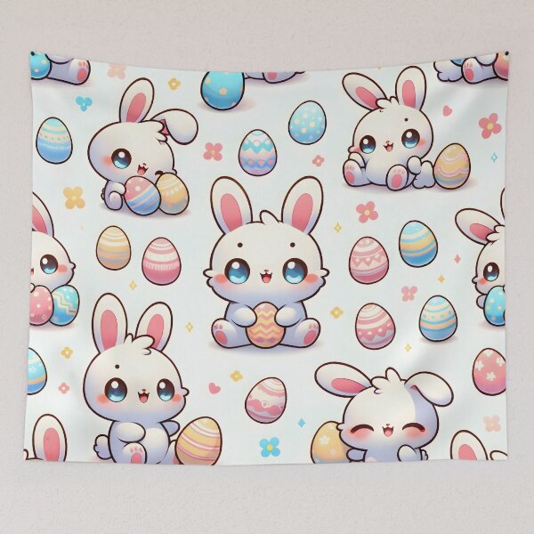 Artikelvorschau, Osterhase mit Ostereiermuster entworfen und verkauft von ParenthoodPuns.