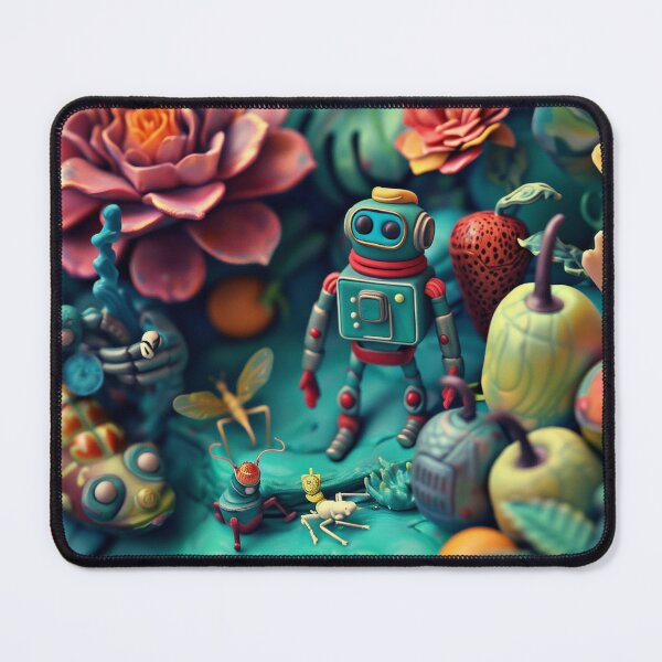 Item preview, 3D sculpture, retro-futuristic floral arrangement with insects and small robots. Wall decoration designed and sold by David-CoBo.