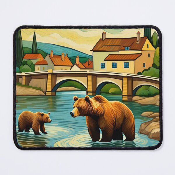 Item preview, Cute Grizzly Bear Family Playing at River Zoo Pals designed and sold by sportsimpact.