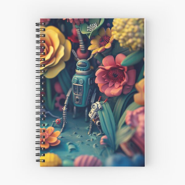 Item preview, 3D sculpture, retro-futuristic floral arrangement with insects and small robots. Wall decoration designed and sold by David-CoBo.