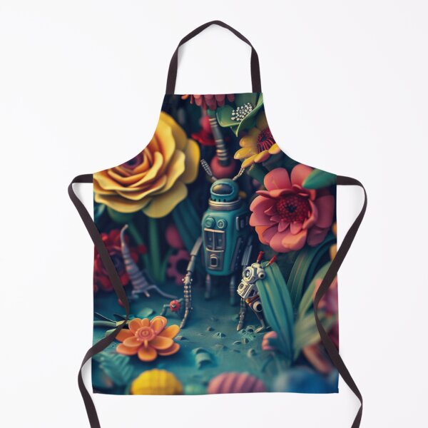 Item preview, 3D sculpture, retro-futuristic floral arrangement with insects and small robots. Wall decoration designed and sold by David-CoBo.