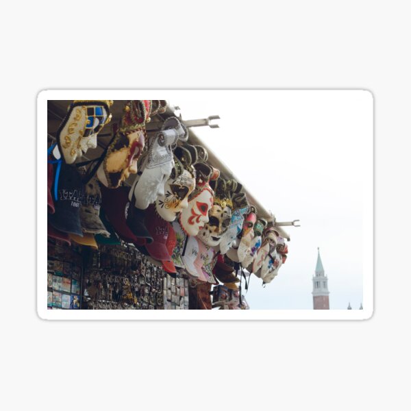 Vista previa del artículo con la obra «Auténtico mercado de máscaras venecianas - Canales de Venecia, Italia», diseñado y vendido por CarolinaReina.