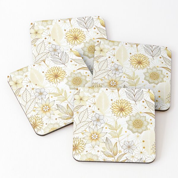 Item preview, Golden Floral Pattern on White Background designed and sold by Rostislav Bouda.