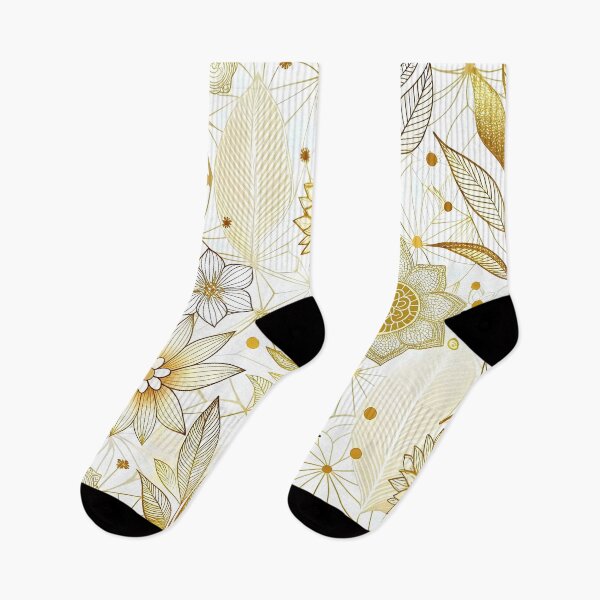 Item preview, Golden Floral Pattern on White Background designed and sold by Rostislav Bouda.