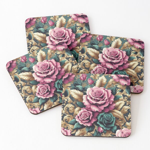 Item preview, Dark Pink & Teal Baroque Roses designed and sold by DesignsByPrnces.