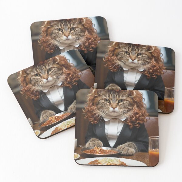 Item preview, Cat as food critic in fancy restaurant designed and sold by RK - Shop.