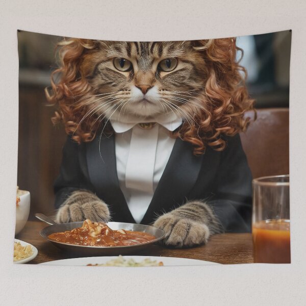Item preview, Cat as food critic in fancy restaurant designed and sold by RK - Shop.