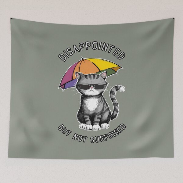 Item preview, Disappointed Cat with Umbrella Art designed and sold by RuyaFab.