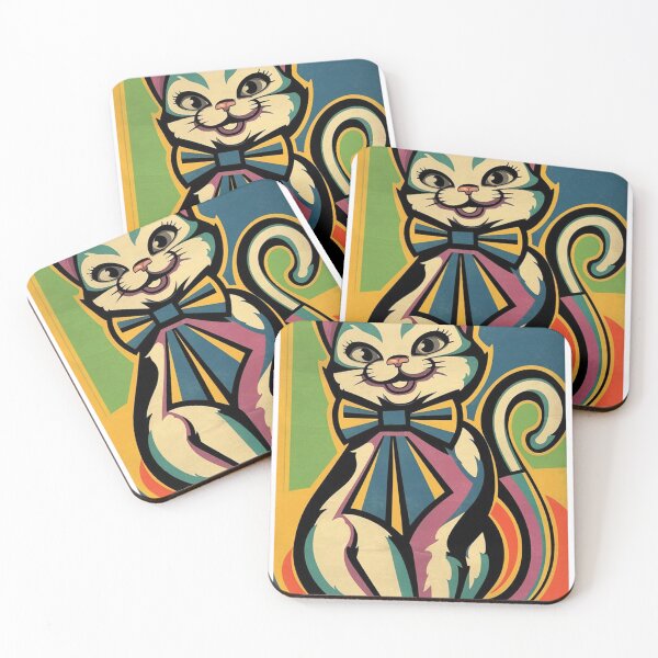 Artikelvorschau, Retro-Stil Katzenillustration, Katze, Kunst entworfen und verkauft von KiffKev.