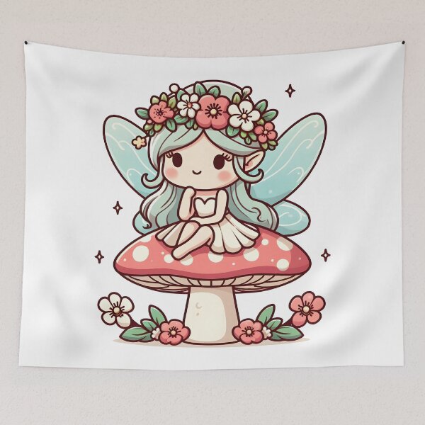 Item preview, Kawaii Fairy With Flower Crown designed and sold by CanvasCutie.