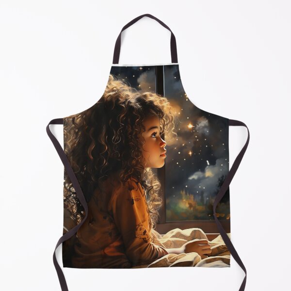 Item preview, Midnight Marvel - A Black Girl Stares Out The Window At The Stars At Midnight - Watercolor Art - Black Art designed and sold by CastleBySea.