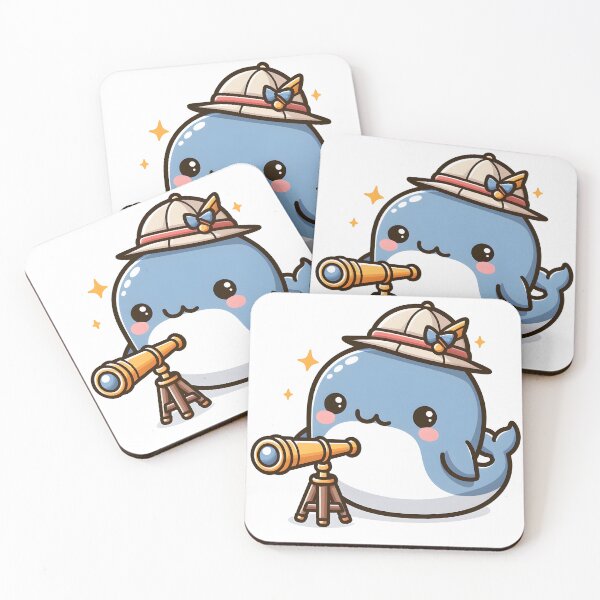 Item preview, Kawaii Whale Holding A Telescope Wearing An Explorer Hat designed and sold by CanvasCutie.