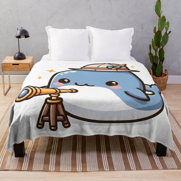 Item preview, Kawaii Whale Holding A Telescope Wearing An Explorer Hat designed and sold by CanvasCutie.