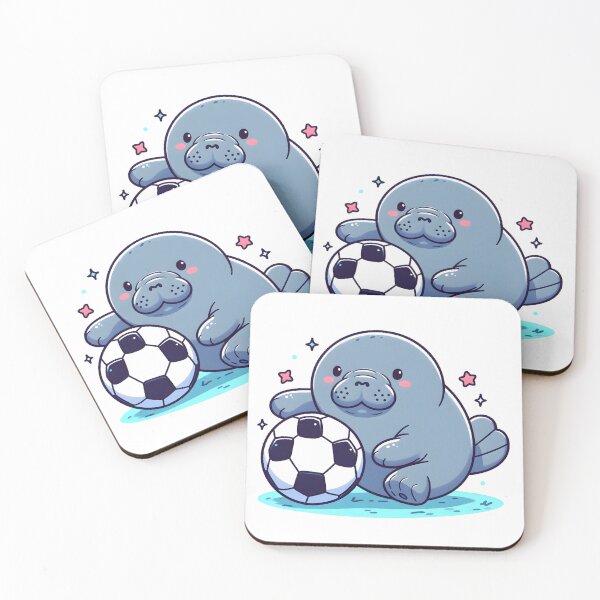 Item preview, Kawaii Manatee With A Soccer Ball designed and sold by CanvasCutie.