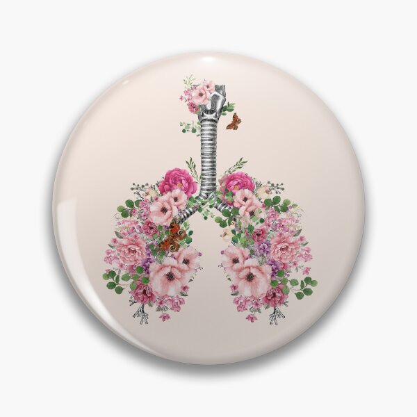 Item preview, lungs,bloom pink roses, anatomy, watercolor designed and sold by Collagedream.