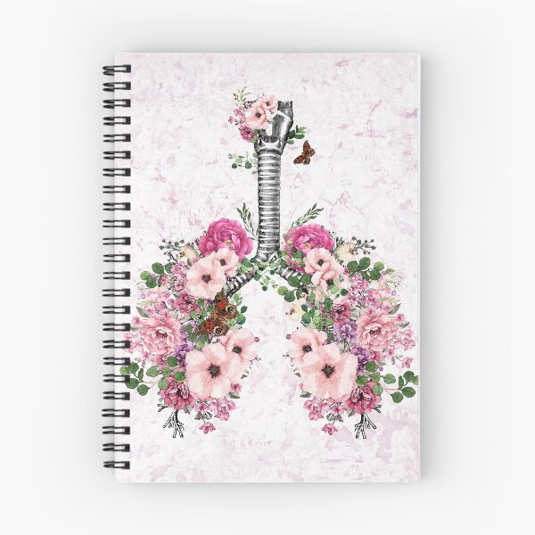 Item preview, lungs,bloom pink roses, anatomy, watercolor designed and sold by Collagedream.
