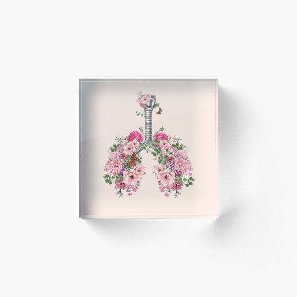 Artikelvorschau, Lungen, blühende rosa Rosen, Anatomie, Aquarell entworfen und verkauft von Collagedream.