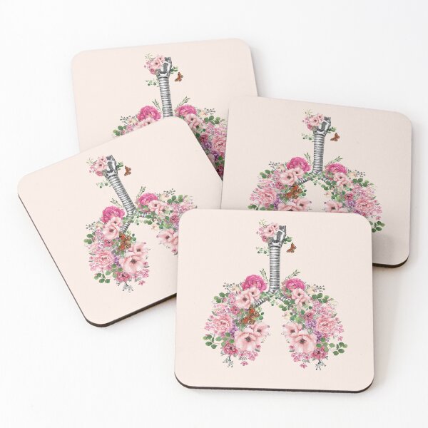 Item preview, lungs,bloom pink roses, anatomy, watercolor designed and sold by Collagedream.