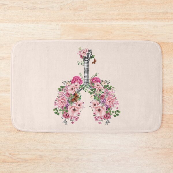 Item preview, lungs,bloom pink roses, anatomy, watercolor designed and sold by Collagedream.