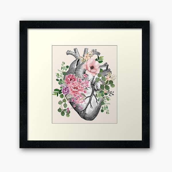 Item preview, Bloom Floral Heart Human Anatomy pink roses flowers designed and sold by Collagedream.