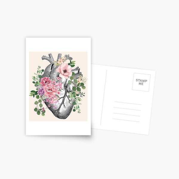Item preview, Bloom Floral Heart Human Anatomy pink roses flowers designed and sold by Collagedream.