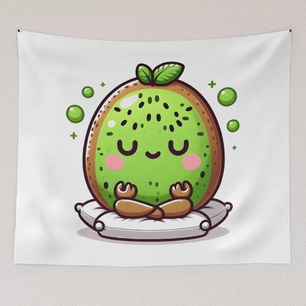 Item preview, Kawaii Kiwi With Meditation Cushion designed and sold by CanvasCutie.