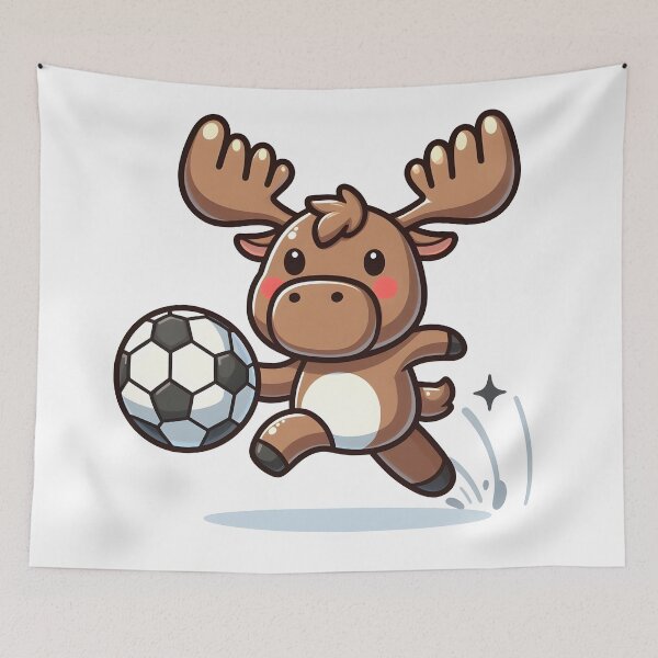 Item preview, Kawaii Moose With Soccer Ball designed and sold by CanvasCutie.