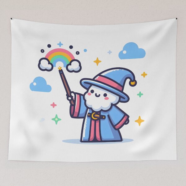 Item preview, Kawaii Wizard With A Robe And A Magic Wand designed and sold by CanvasCutie.