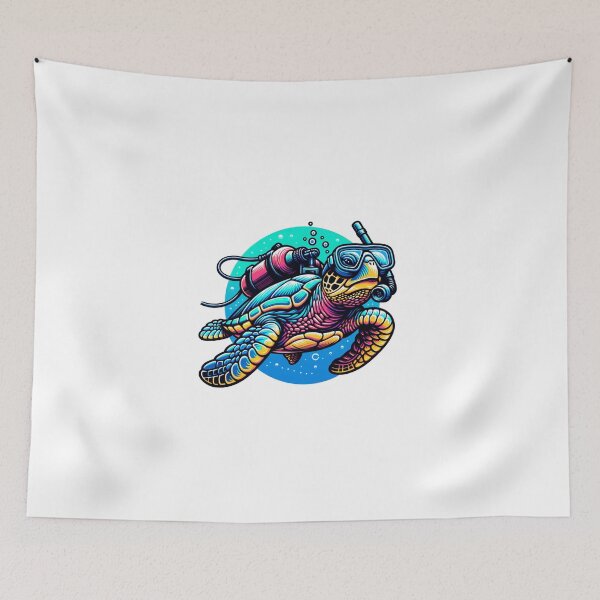 Item preview, scuba diving turtle  designed and sold by schoolarts.
