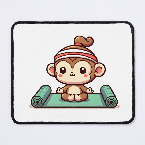 Item preview, Kawaii Monkey With Yoga Mat designed and sold by CanvasCutie.