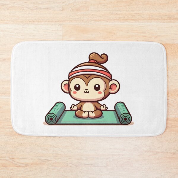 Item preview, Kawaii Monkey With Yoga Mat designed and sold by CanvasCutie.