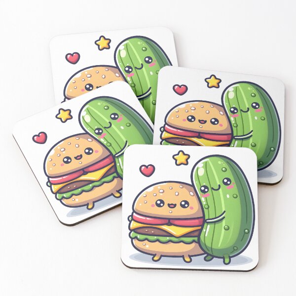 Item preview, Kawaii Burger Hugging Pickle designed and sold by CanvasCutie.