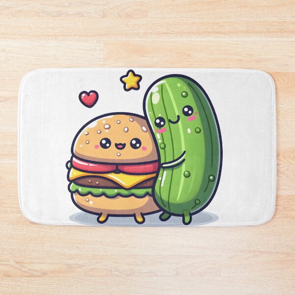 Item preview, Kawaii Burger Hugging Pickle designed and sold by CanvasCutie.