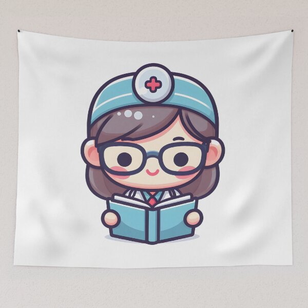 Item preview, Kawaii Doctor With Glasses Reading designed and sold by CanvasCutie.