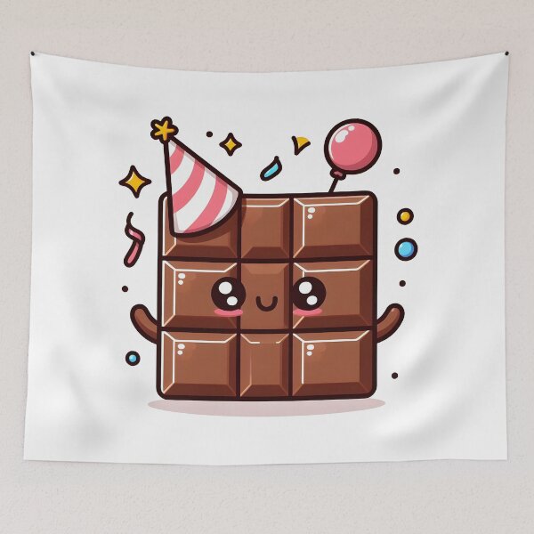 Item preview, Kawaii Chocolate With Party Hat designed and sold by CanvasCutie.