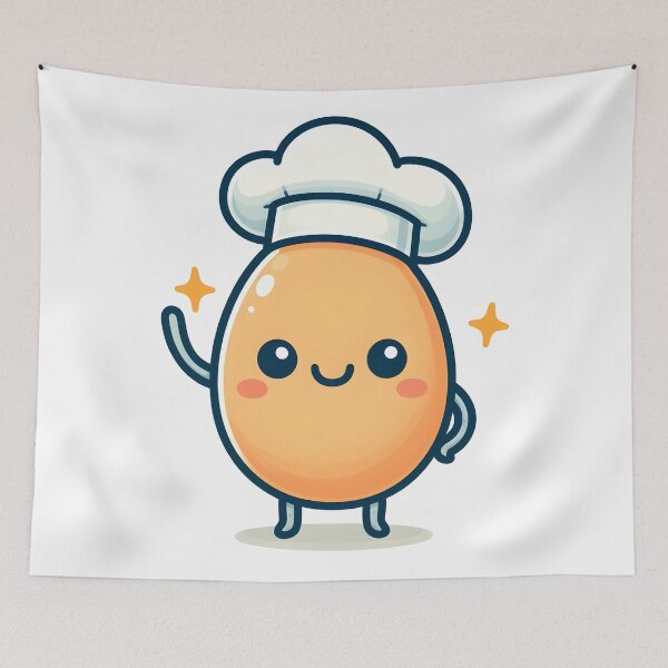 Item preview, Kawaii Egg Waving Hello Wearing A Chef'S Hat designed and sold by CanvasCutie.