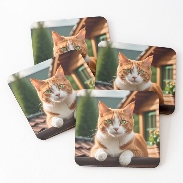 Item preview, Ginger cat on roof with green eyes designed and sold by Grzegorz Majerski.