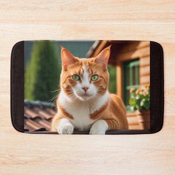 Item preview, Ginger cat on roof with green eyes designed and sold by Grzegorz Majerski.