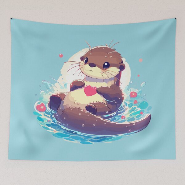 Item preview, Kawaii Anime Love Otter Bath  designed and sold by TomFrontierArt.