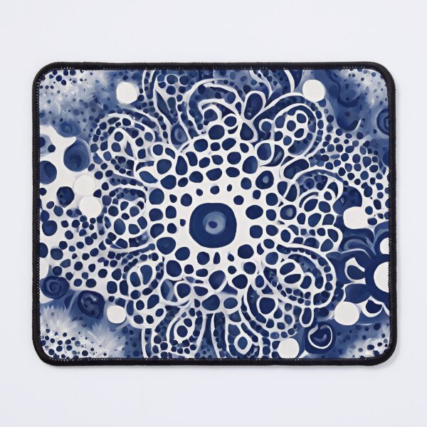 Item preview, Blue and white dot paint art, abstract pattern designed and sold by NingningS.