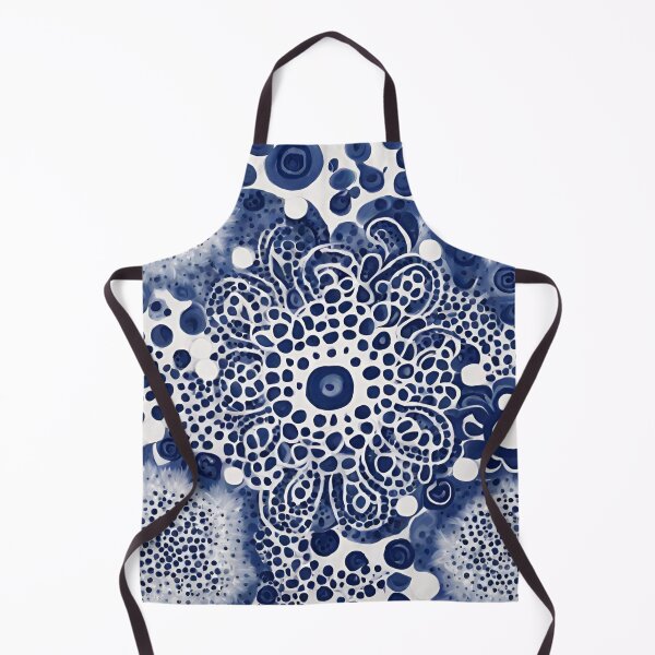 Item preview, Blue and white dot paint art, abstract pattern designed and sold by NingningS.