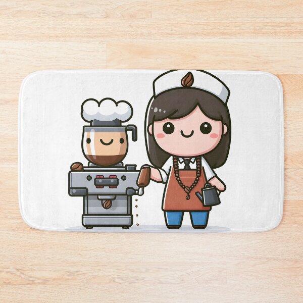 Item preview, Kawaii Barista With A Coffee Bean Necklace designed and sold by CanvasCutie.