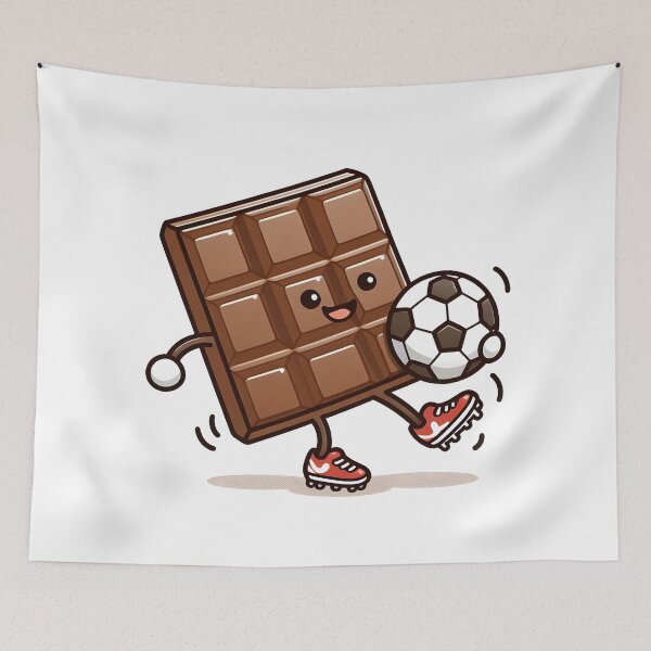 Artikelvorschau, Kawaii-Schokolade mit Fußballschuhen, die Fußball spielen entworfen und verkauft von CanvasCutie.