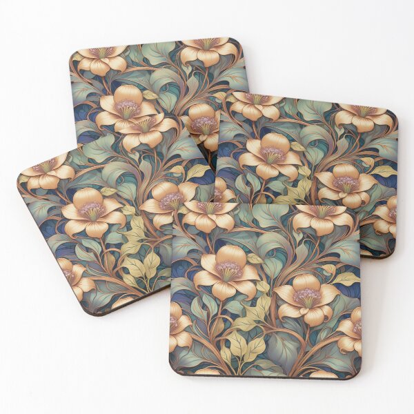Item preview, Art Nouveau Golden Flowers Pattern designed and sold by Uday24.